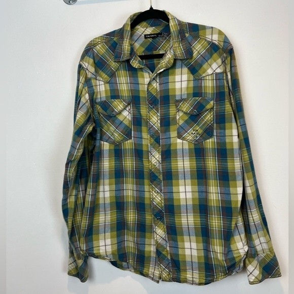 Tin Haul Snap Button Down Long sleeve LG - Picture 1 of 8